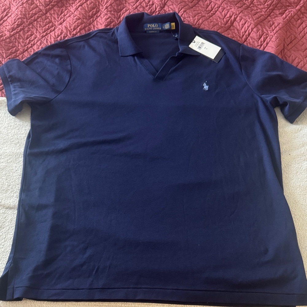 Polo by Ralph Lauren Men's Deep Blue Polo Shirt V neck